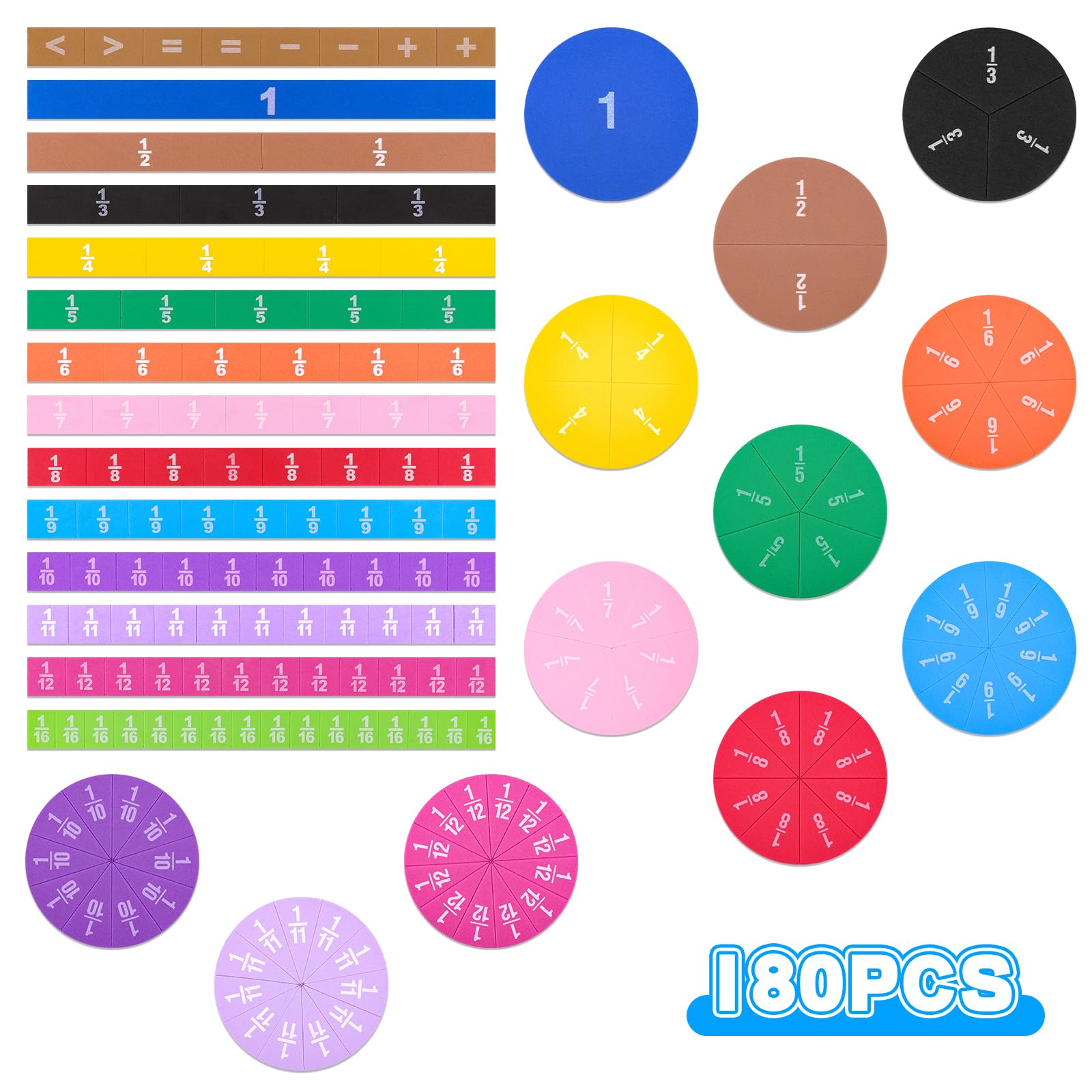 Amazon.com: Meetory 180pcs Magnetic Fraction Tiles Circles